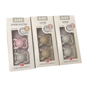 BIBS Soother Size 1 2 Soft Silicone Pink Grey Neutral Brown Supreme Couture Baby